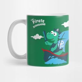 illustration of dinosaur pirate on a ship at the sea Mug